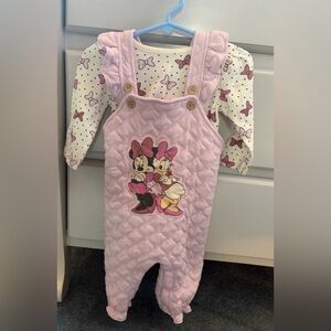 Disney Lavender Quilted Minnie & Daisy Overalls Set 6/9M